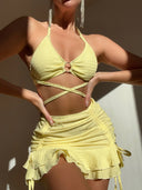 Ring-Detail Bikini with Skirt