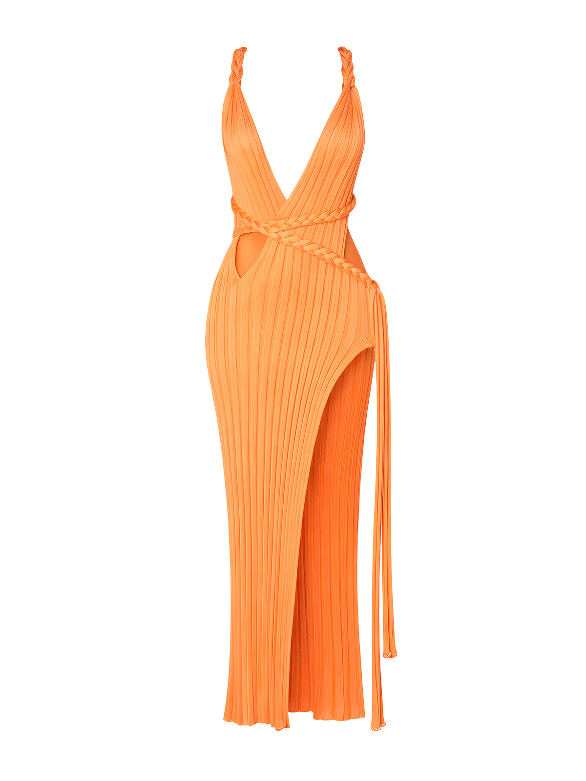 Chloe-Braided Slit Dress