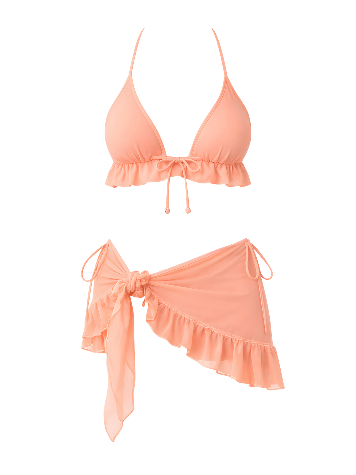 Ruffle-Bikini Set with Wrap