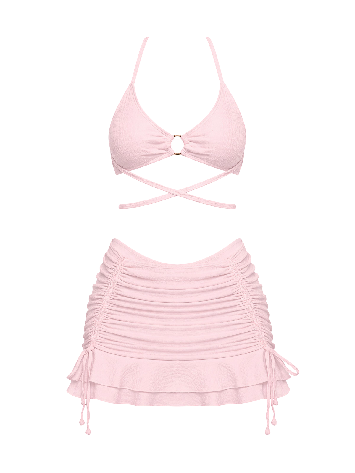 Ring-Detail Bikini with Skirt