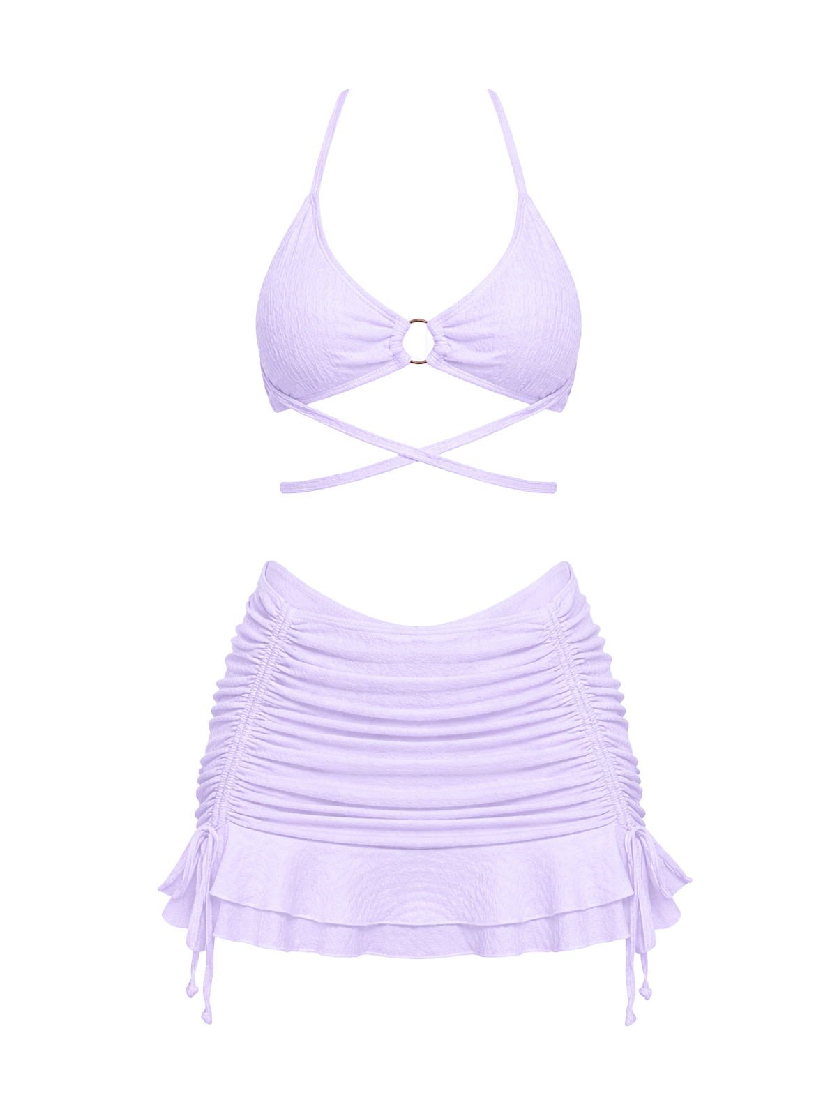 Ring-Detail Bikini with Skirt