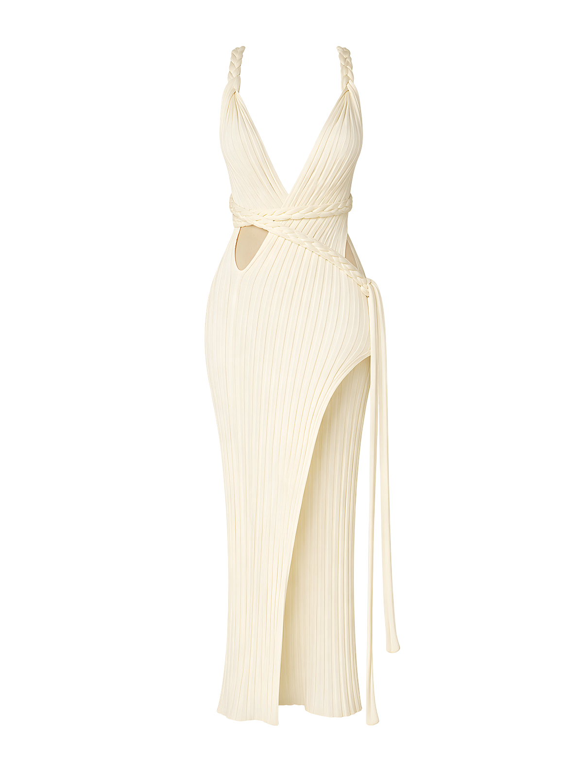 Chloe-Braided Slit Dress