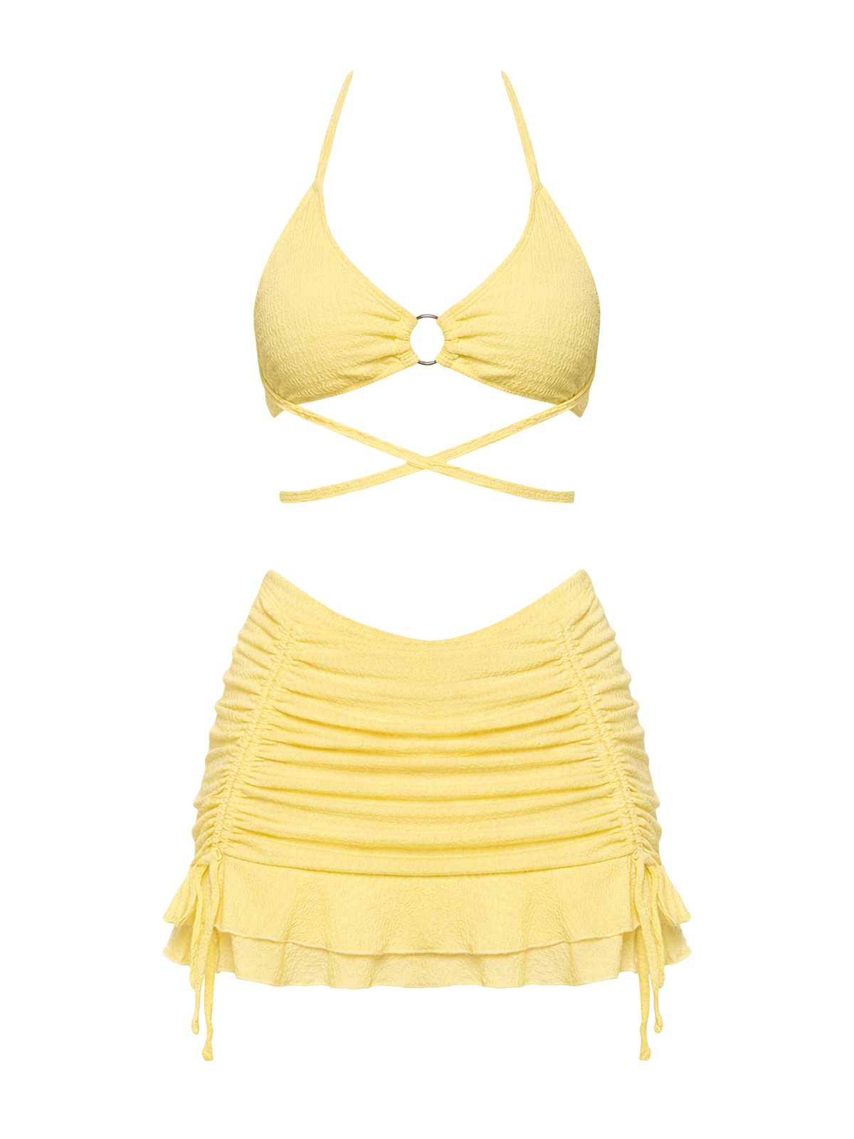 Ring-Detail Bikini with Skirt